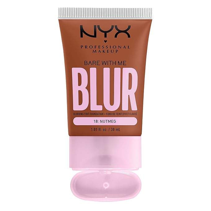 NYX PROFESSIONAL MAKEUP Bare With Me Blur Skin Tint Foundation Make Up with Matcha, Glycerin & Niacinamide - Nutmeg-Velvo Beauty