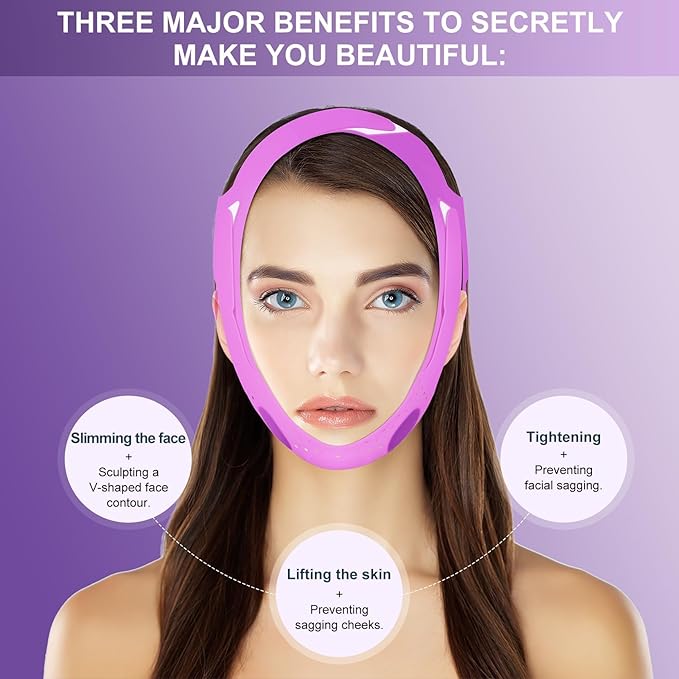 V-Line Mask Chin Up Mask V Shaped Face Mask Chin strap, Soft Silicone Chin Strap V Line Lifting Mask for Women,Jaw Exerciser-Velvo Beauty