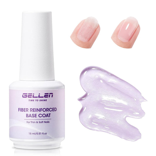 GELLEN Fiber Glass Base Gel Polish, 0.51 Fl.oz Clear Nail Strengthener for Repair Broken Damaged Thin Weak Nails, Professional Soak Off UV Base Coat Salon Home-Velvo Beauty
