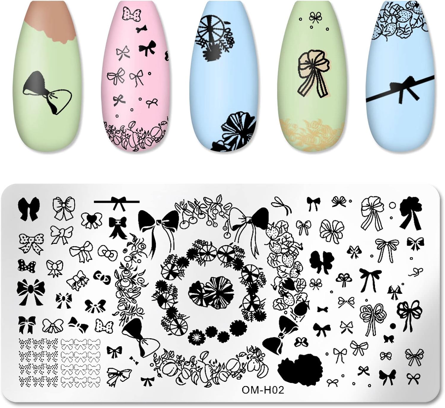 6pcs Nail Art Stamping Plates Set Manicuring Accessories Butterfly Leaves Flowers Fruits Geometry Heart Love Image Template for DIY Tips Decoration-Velvo Beauty