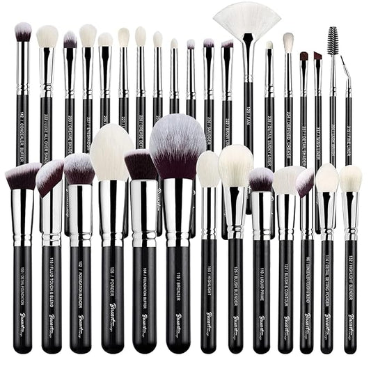 Pro makeup Artist Brushes Set 32Pcs Luxury Goat Hair Horse hair Makeup Brush Set eye and face brushes for every possibility By Bueart Design-Velvo Beauty