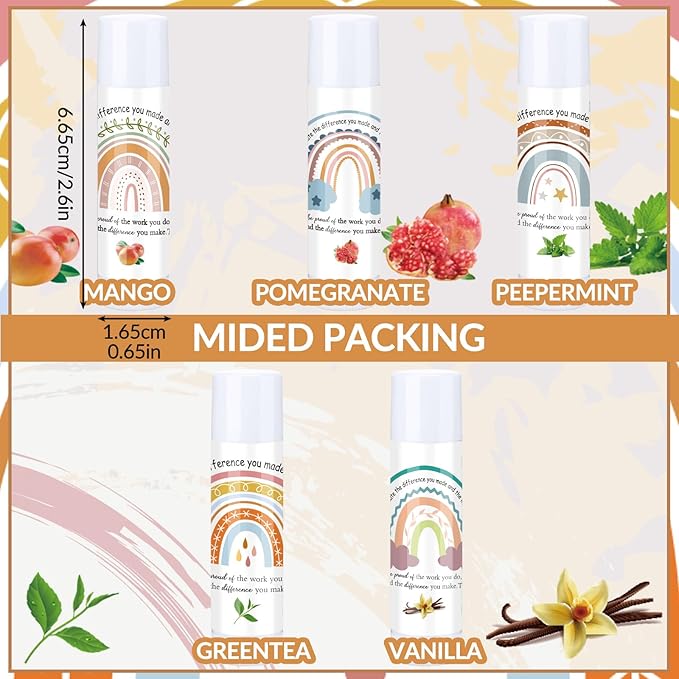 Teacher Appreciation Lip Balm Gifts Rainbow Employee Thank You Gifts for Being Awesome Graduation Party Favor for Teacher Coworkers Women Colleague Staff Friend Volunteer(100 Pcs)-Velvo Beauty