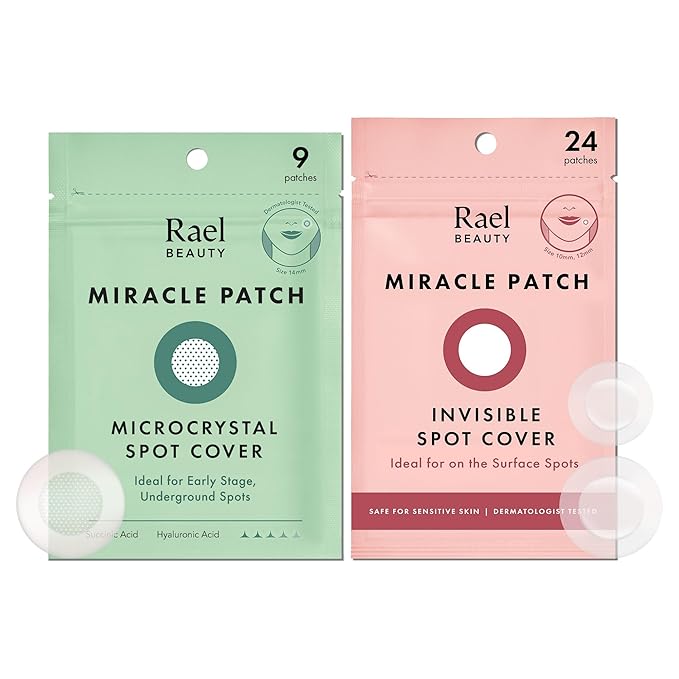 Rael Pimple Patches, Invisible & Microcrystal Spot Cover - Hydrocolloid Acne Patch for Face, Zit and Blemish, Breakouts, Vegan, Korean Skin Care (33 Count)-Velvo Beauty