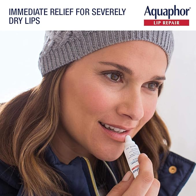Aquaphor Lip Repair Ointment - Long-lasting Moisture to Soothe Dry Chapped Lips - .35 fl. oz Tube, 4 Pack-Velvo Beauty