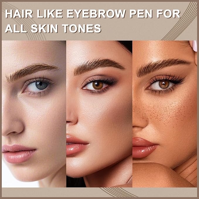 Boobeen 2pcs Waterproof Eyebrow Pen，Dual-Ended Eyeliner Microblading Eyebrow Pencil for Women，Long Lasting Hair-Like Brow Pen with Brow Brush，Dark Brown-Velvo Beauty