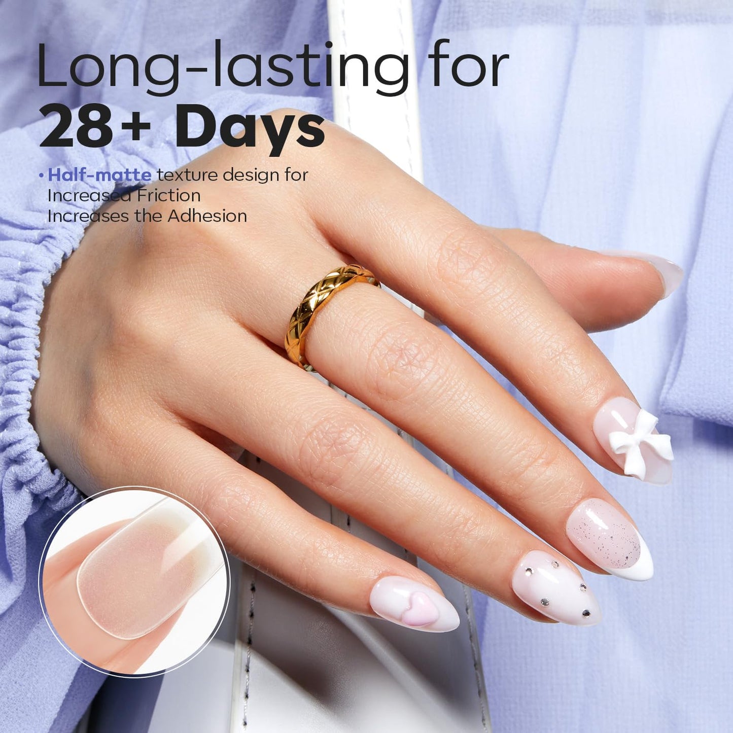 Modelones Short Almond Fake Nail Tips - 510Pcs Gel Tips Pre-shaped Half Matte Full Cover Clear Acrylic Gel Kit False Press on Nails for Extension DIY Salon 15Sizes-Velvo Beauty