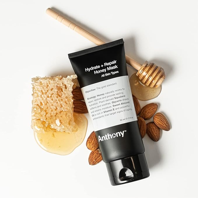 Anthony Hydrate + Repair Honey Mask, Stimulates Your Skin and Opens Pores with Honey, Vitamins C & E, Glycerin, Sweet Almond, Squalane, and Calendula, Soothes and Moisturizes Dry to Normal Skin - 3 Oz-Velvo Beauty