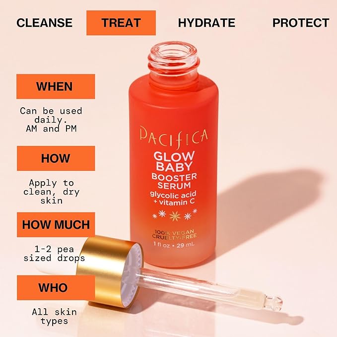 Pacifica Vitamin C Face Serum - Glow Baby Booster Facial Serum - Glycolic Acid Serum For Face - Dark Spot Corrector Anti Aging Brightening - Dermatologist Tested, Fragrance Free, Clean Skin Care Vegan-Velvo Beauty