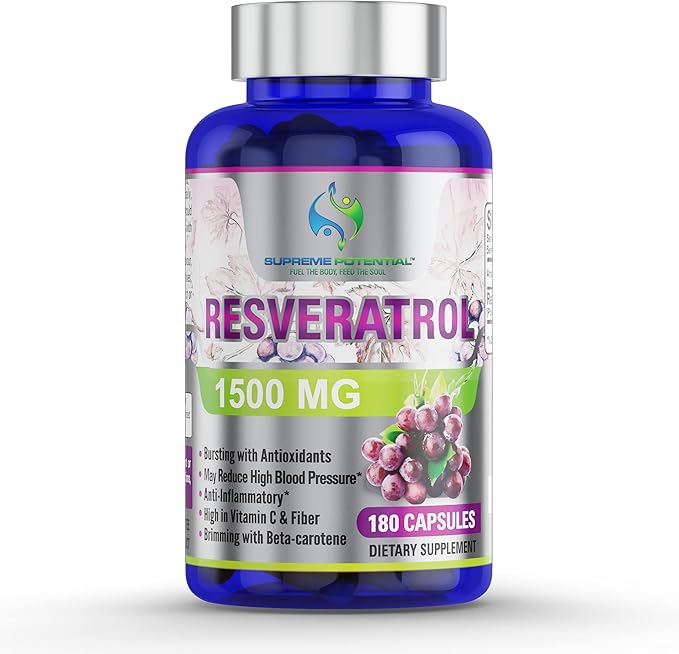 100% Pure Resveratrol Extract for Anti-Aging & Heart Health - 1500mg Maximum Strength (1)-Velvo Beauty