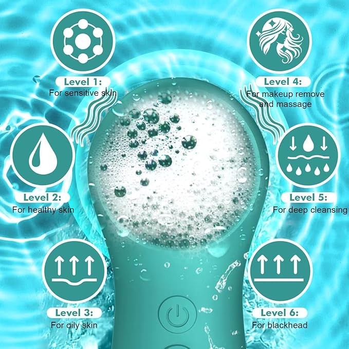 LZP Face Scrubber Facial Cleansing Brush Silicone Face Scrubber Exfoliator for Men & Women, Rechargeable Electric Facial Brushes for Cleaning and Exfoliating, Waterproof Face Scrub Brush-Velvo Beauty