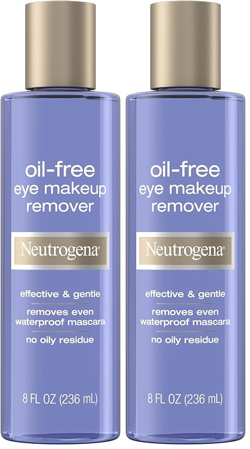 Neutrogena Gentle Oil-Free Eye Makeup Remover & Cleanser for Sensitive Eyes, Non-Greasy Makeup Remover, Removes Waterproof Mascara, Dermatologist & Ophthalmologist Tested, 8.0 fl. oz (Pack of 2)-Velvo Beauty