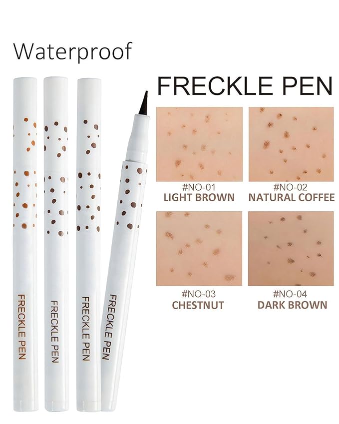 Freckle Pen, 4 Colors Kit - Natural Lifelike Faux Freckle Makeup Pen, Waterproof Long Lasting, Create Sunkissed Skin(4Pack)-Velvo Beauty