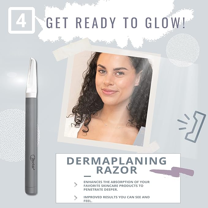 Premium Dermaplaning Tool - Multipurpose Face Razor for Women - Exfoliating Dermaplaner for Smooth Skin, Gentle Eyebrow and Facial Hair Remover - Pack of 3 Blades and Sturdy Metal Handle-Velvo Beauty