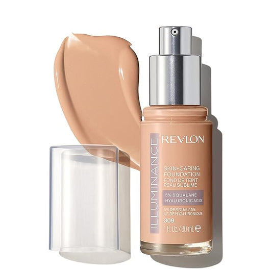 Revlon Illuminance Skin-Caring Liquid Foundation, Hyaluronic Acid, Hydrating and Nourishing Formula with Medium Coverage, 309 Toasted Beige (Pack of 1)-Velvo Beauty