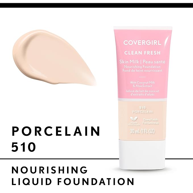 COVERGIRL Clean Fresh Skin Milk Foundation, Hydrating Foundation, Vegan, 1 Count, (packaging may vary)-Velvo Beauty