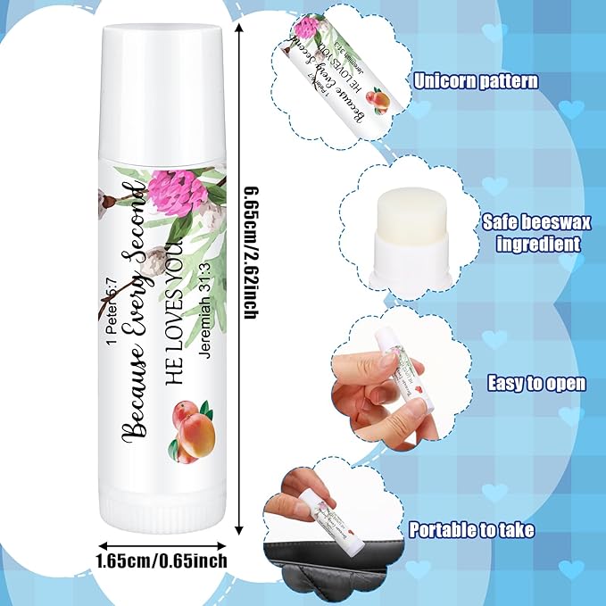 50 Pcs Lip Balm Bulk Christian Gift for Women Faith Religious Bible Verse Lip Balm Inspirational Gift Scripture Moisturizing Lip Care Product for Coworker Friend Sister Teacher Birthday-Velvo Beauty