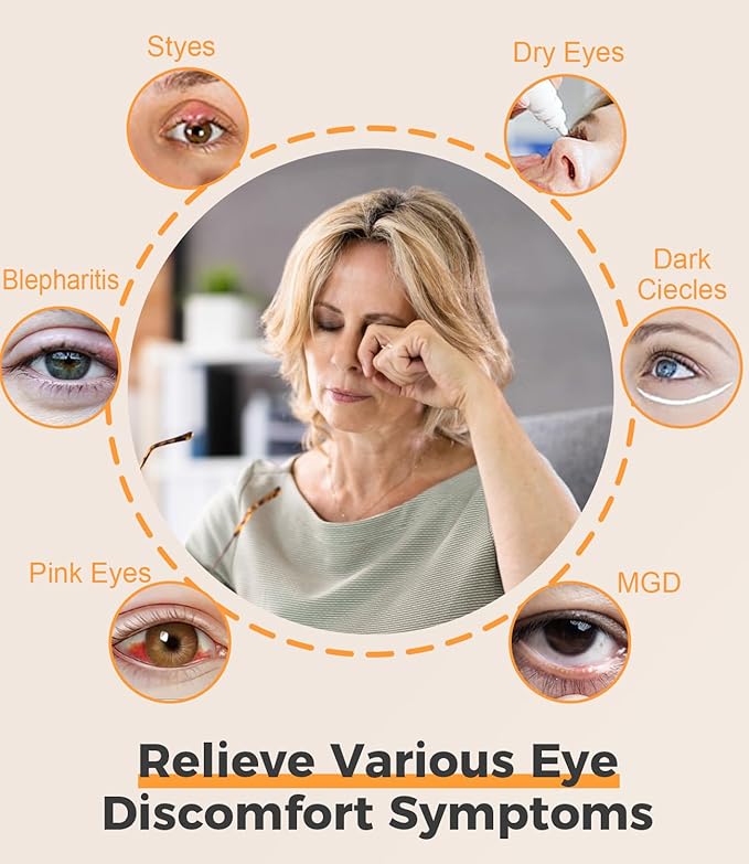 Heated Eye Mask for Dry Eyes, Cordless Warm Eye Compress, Styes, Blepharitis, 1000mAh, 3 Heat Levels, Electric, Light-Blocking, Washable Cover, Travel (Gray)-Velvo Beauty