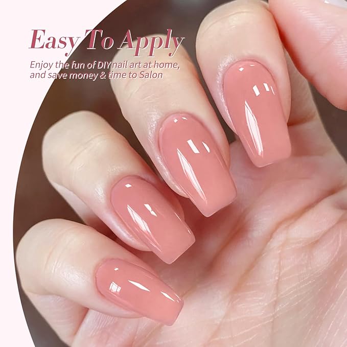 Born Pretty Jelly Pink Gel Nail Polish Set,Nude Pink Translucent Gel Polish,6 Transparent Sheer Colors Soak Off U V Light Cure Gel Polish Kit Nail Art Manicure DIY Kit Home Salon 7ML-Velvo Beauty