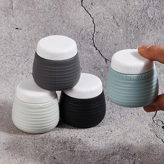 Travel Containers for Toiletries, 1.7oz Travel Size Premium Silicone Cosmetic Cream Jars, TSA Approved Leak-Proof Refillable Accessories W/Toiletry Bag for Cosmetic Face Body Cream(Gray)-Velvo Beauty