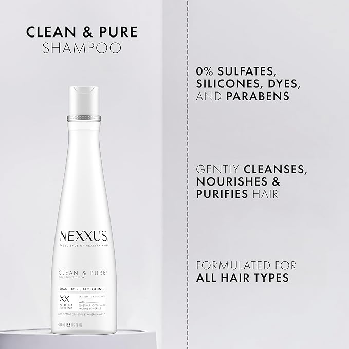 Nexxus Clean and Pure Clarifying Shampoo With ProteinFusion, For Nourished Hair Paraben-Free 13.5 oz-Velvo Beauty