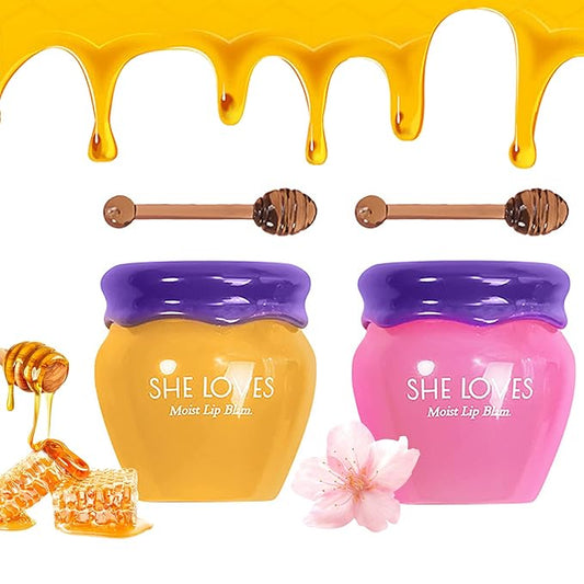 Sakura & Honey Lip Mask with Stick, Day & Night Repair Deep Moisture and Fade Lip Lines, Rich in Vitamin E & Cherry Blossom Extract Beeswax Essence Natural Lip Enhancer Care Sleeping Lip Mask-Velvo Beauty