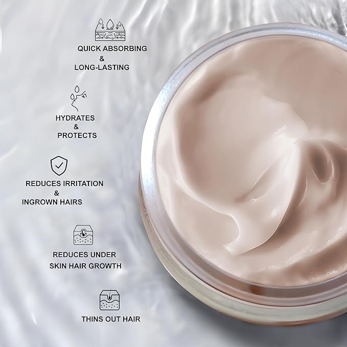 Silky Cream by Hadirose | Pure Red Saad Oil (Egyptian Cyperus Rotundus) | Organic Hair Removal Maintenance Cream | Prevent Ingrown Hair | Scented (Rose, Jasmine & Lavender) | Made in the USA.-Velvo Beauty