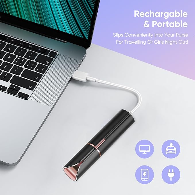Facial Hair Remover for Women, Device, Remover Women Face, Finishing Touch Upper Lips, Chin & Cheeks, USB Rechargeable with LED LightIncluded Two Replacement Heads (Black)-Velvo Beauty