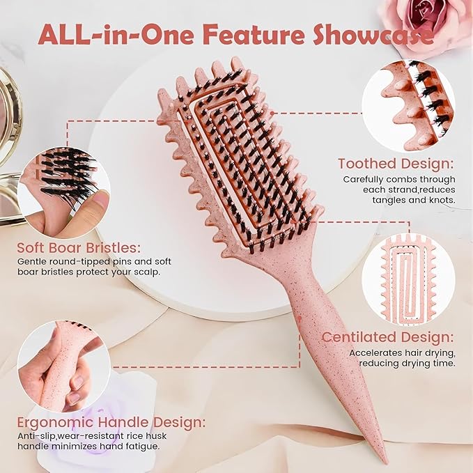Curl Defining Brush, Curly Hair Brush Defining with Side Gear for Combing, Shaping, and Styling Curly Hair, Lightweight Candy Brush Suitable for All Wet or Dry Hair Types for Women and Men (Beige)-Velvo Beauty