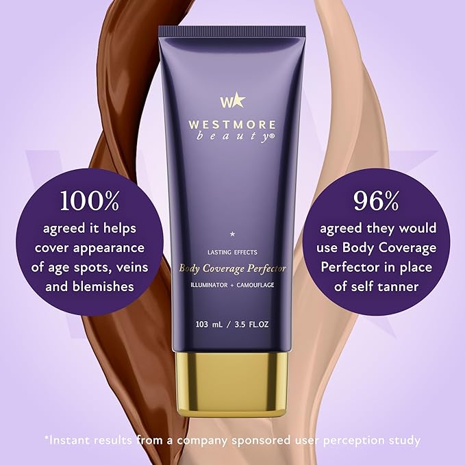 Westmore Beauty Body Coverage Perfector – Waterproof Leg & Body Makeup - Tattoo Cover Up Makeup - 7 Oz (Golden Radiance)-Velvo Beauty