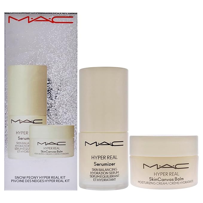 Bizzare Blizzard Snow Peony Hyper Real Kit by MAC for Women - 2 Pc 0.5oz Hyper Real Serum, 0.5oz Hyper Real Cream-Velvo Beauty