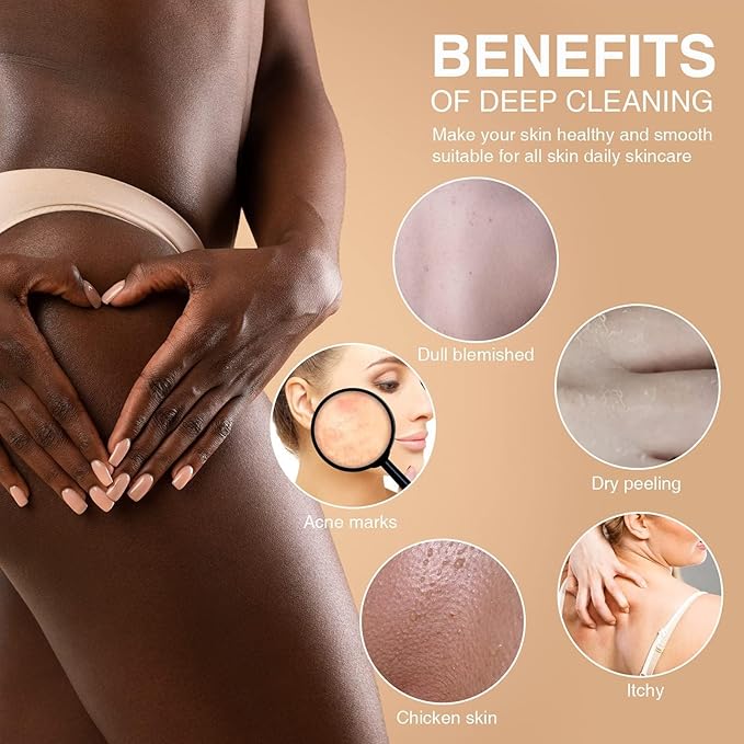 UJFQBH 3 Pieces African exfoliating net African Net Long Net Bath Sponge Exfoliating Shower Body Scrubber Back Scrubber Skin Smoother,Great for Daily Use (Purple Gray Blue)-Velvo Beauty