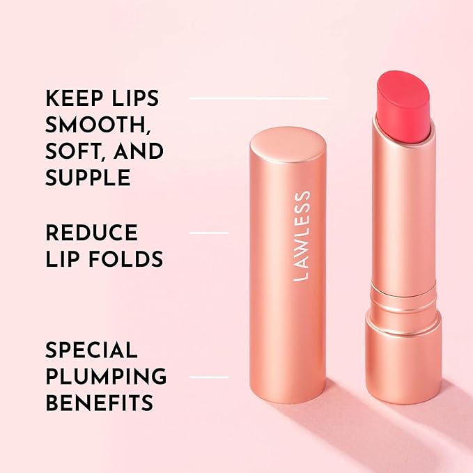 LAWLESS Forget the Filler Lip Plumping Line Smoothing Tinted Balm, Juicy Watermelon, Pink, 0.1 Ounce / 2.9 ml-Velvo Beauty