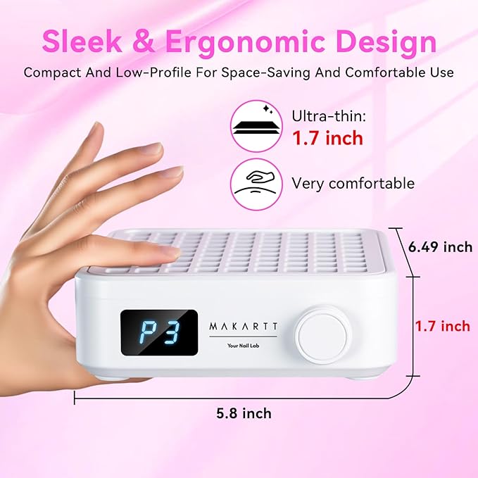 Makartt Professional Nail Dust Collector – Powerful Dust Collector Nail Tech Quite Suction Machine for Acrylic Nails Manicure & Pedicure Salon & Home Use Includes 10pcs Filters & Dust Brush-Velvo Beauty