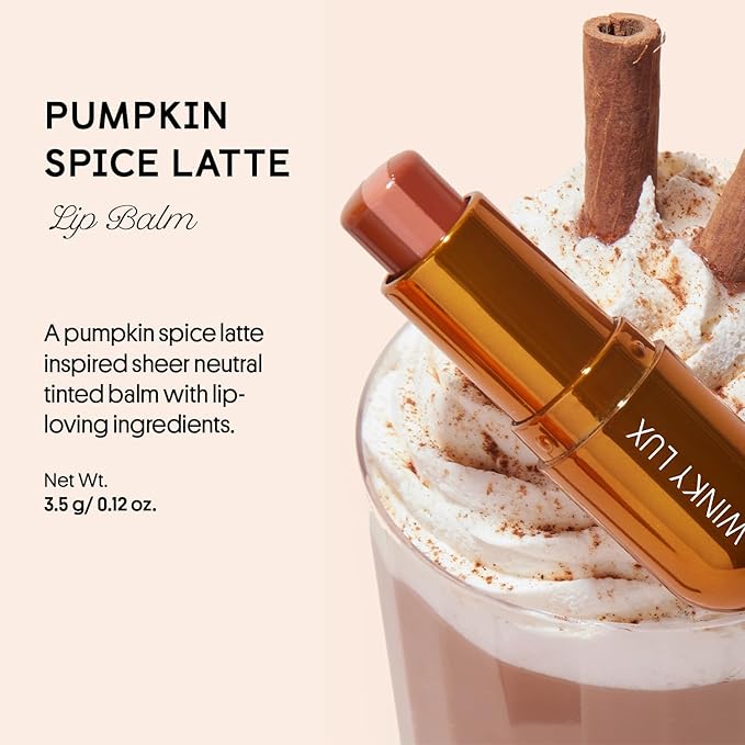 Winky Lux Pumpkin Spice Latte Tri-Color Tinted Lip Balm – Hydrating Balm, Sheer Pink Tint, Lip Care with Jojoba Oil & Vitamin E, Moisturizes & Softens Dry Lips, Buttery Soft with Pumpkin Spice Scent-Velvo Beauty