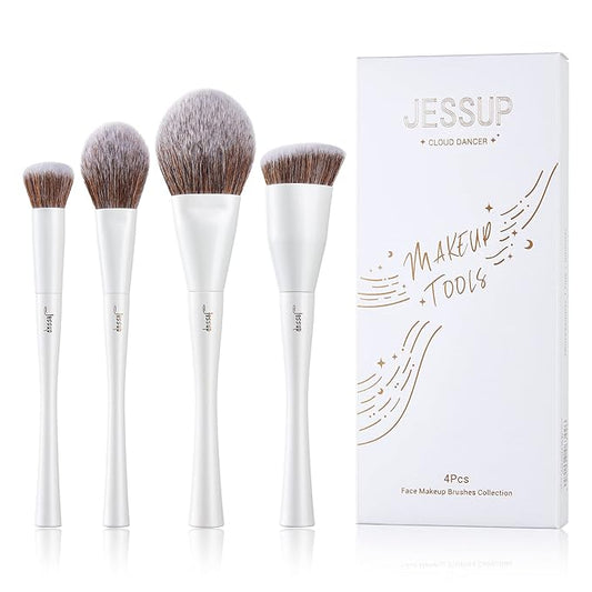 Jessup Make up Brushes 4pcs Face Makeup Brushes Set for Foundation Concealer Blush Contour Powder Highlighter, Pearl White T344-Velvo Beauty