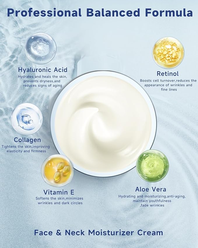 Retinol Cream for Face, Collagen Neck Creams for Tightening and Firming, Anti Aging Facial Moisturizer for Women & Men, Instant Face Lift Wrinkle Cream with vitamin c serum-Velvo Beauty