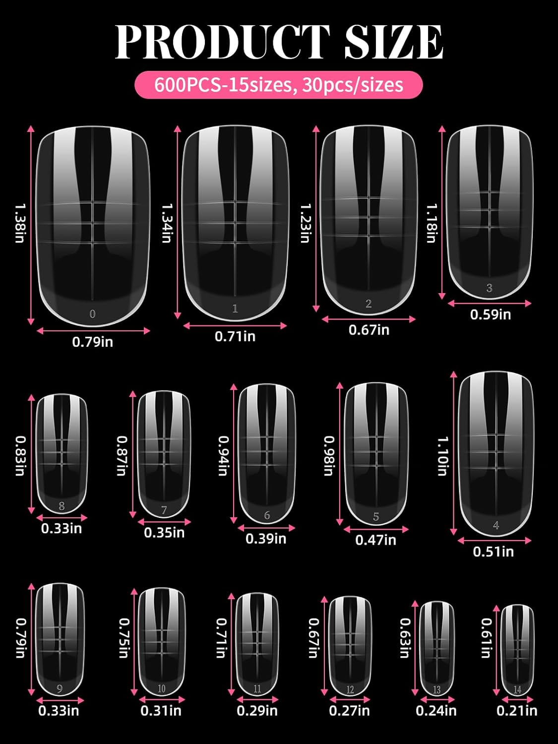 EBANKU Toe Dual Forms for Poly Gel, 150PCS French Nail Forms for Toes, Clear Poly Gel Toenails Molds for DIY Pedi Toenail Extension Kit for Salon-Quality Manicures at Home, 15 Sizes-Velvo Beauty