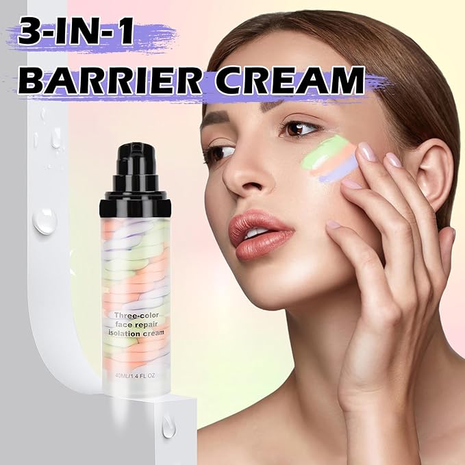 3 In 1 Color Corrector Makeup Primer Color Correcting Primer Cream Tinted Moisturizer Brightening Primer Facial Serum Isolation Cream Neutralizes Skin Tone for Face Before Makeup Base Cream-Velvo Beauty