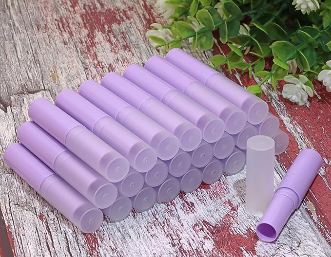 0.14oz Empty Flavored Lip Balm Container Tubes Plastic Homemade Moisturizing Lip Stick with Caps Bulk Fit for Women Adult DIY Making Supplies, 25 Count (Purple)-Velvo Beauty