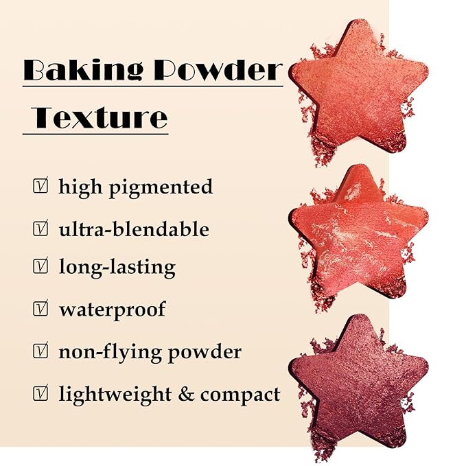 Boobeen 3 Colors Baked Shimmer Highlight & Blush Palette, Powder Palette Facial Bronzers Illuminator Makeup Palette, Lightweight Highlighter Blusher Contour for Cheeks, Lasting Natural Glowing-Velvo Beauty