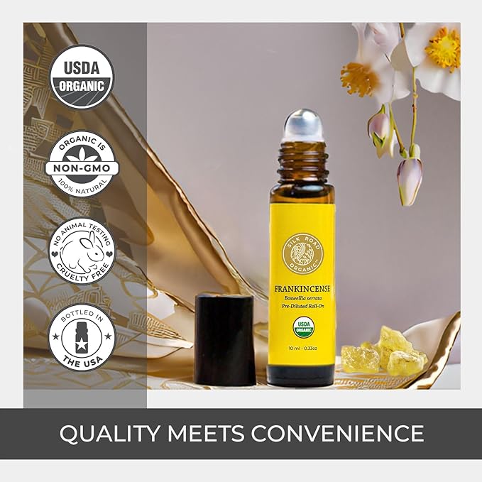 Silk Road Organic Frankincense Serrata Essential Oil Roll on, 100% Pure USDA Certified Aromatherapy for Skin Health, Aging, Fine Lines & Body Aches - 10 ml Roller-Velvo Beauty