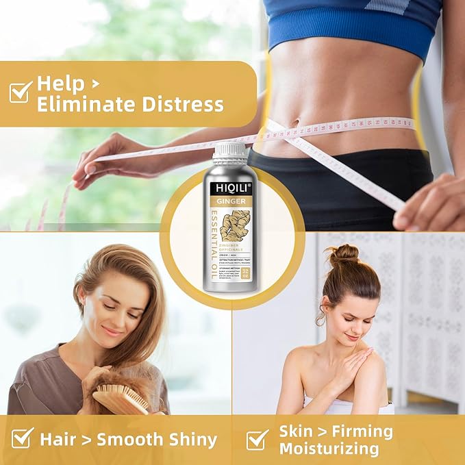 HIQILI 32 Fl Oz Ginger Oil, 100% Pure Natural Ginger Essential Oil for Hair, Massage, Skin - 1000ML-Velvo Beauty