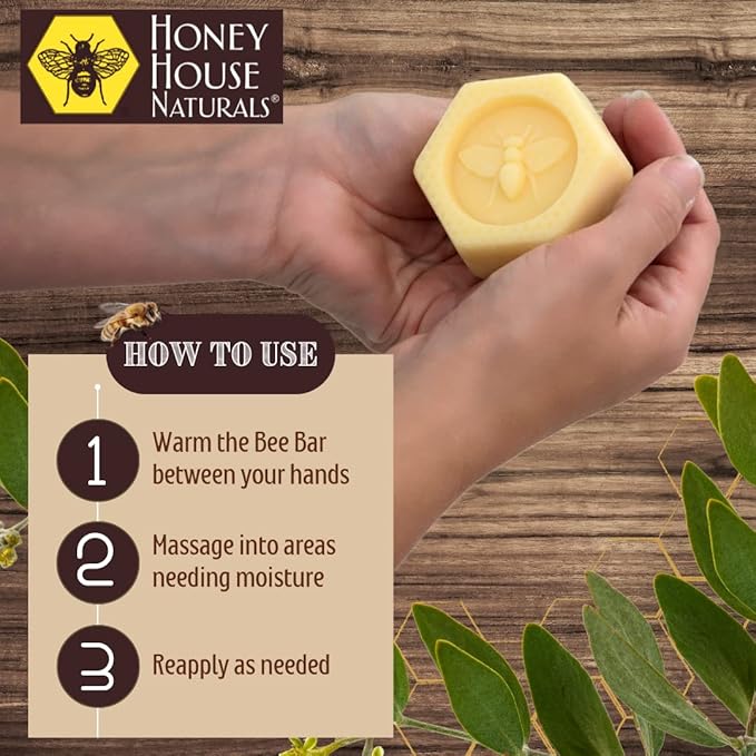 Bee Bar Honey House Naturals Duo – Vanilla - Small 6 Ounce and Large 2 Ounce– All Natural Ultra Moisturizing Lotion Bar Infused with Essential Oils and Butters – Made in USA-Velvo Beauty
