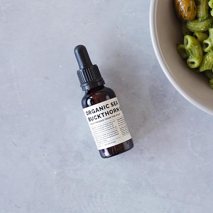 Erbology 100% Organic Sea Buckthorn Oil 1 fl oz - Cold-Pressed 50:1 - Rich in Omega-7 and Beta-carotene - Straight from Farm - Non-GMO - No Additives or Preservatives - Recyclable Glass Bottle-Velvo Beauty