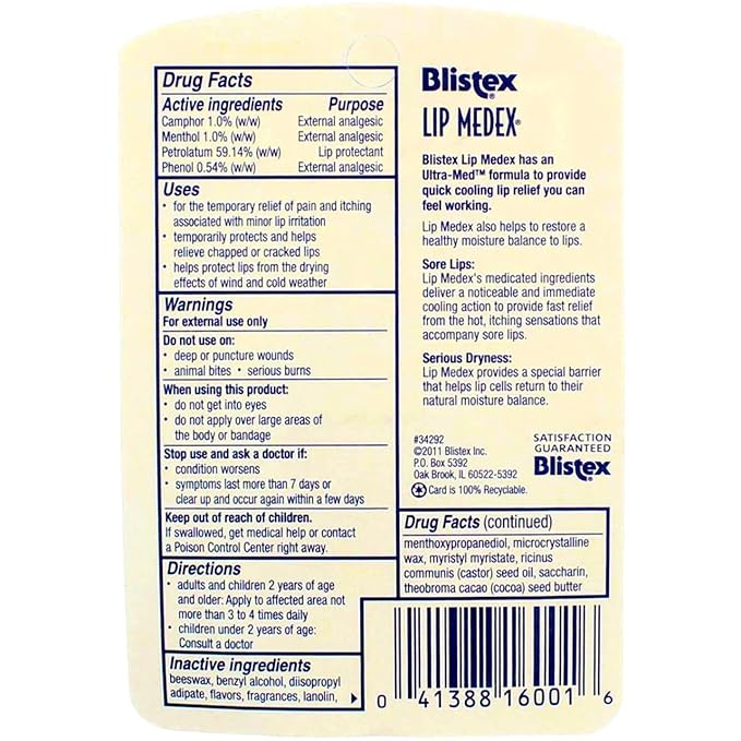 Lip Medex Size .38z Blistex Lip Medex .38oz-Velvo Beauty