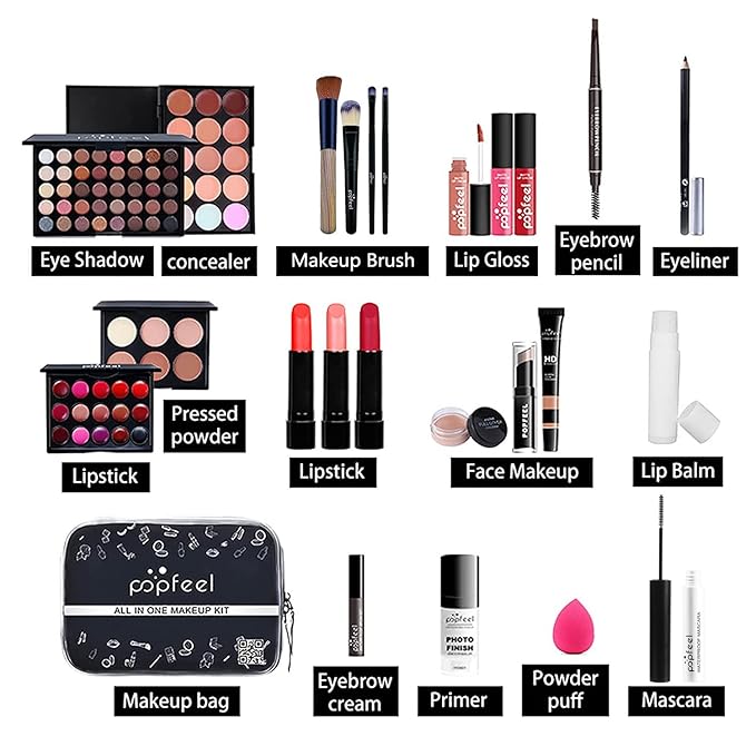 Makeup Kit for Women Full Kit, All-in-one Makeup Set, Include Eyeshadow Palette, Lip Gloss Set, Concealer, Lipstick, Makeup Brush Set, Mascara-Velvo Beauty