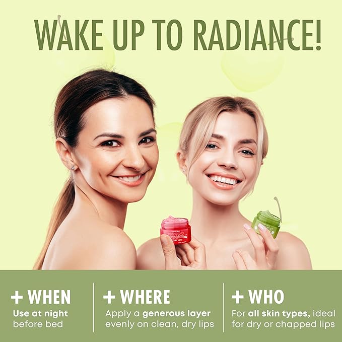 Apple, Pear, Cherry & Mint Lip Mask and Scrub - Dermatologist Tested, Hydrating & Exfoliating, Korean Skin Care, Nourishes, Softens & Brightens Lips - Vegan & Natural - 1 Pack-Velvo Beauty