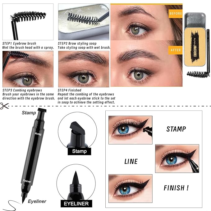 Makeup Set Kit for Women Full Kit, Makeup Gift for Makeup Beginner, Eyeshadow Foundation Face Primer Brush 3 in 1 Palette Lip Gloss, Eyebrow Soap Mascara Eyeliner cosmetic bag-Velvo Beauty