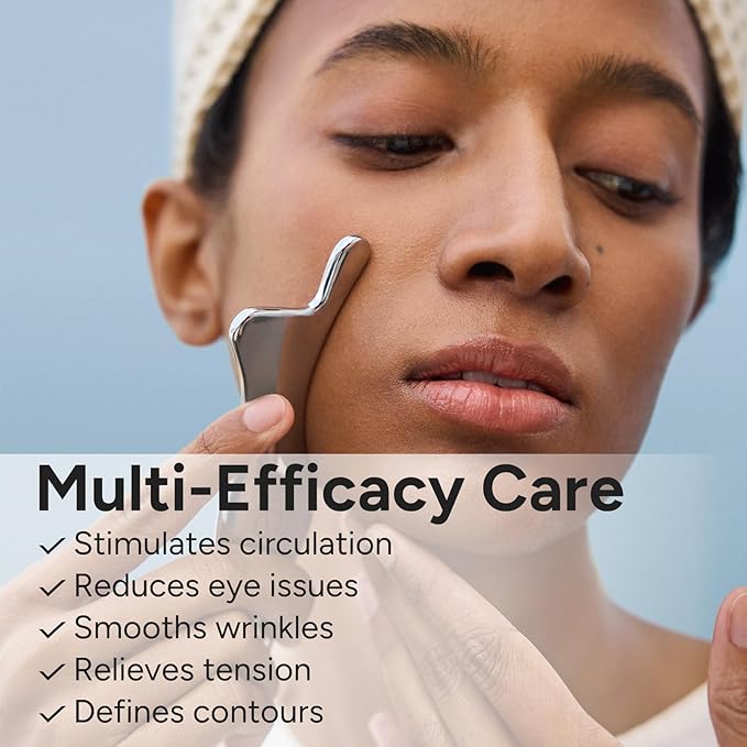 In My Eyes Gua Sha Tool for Face & Eye, Stainless Steel Gua Sha Facial Massager Tool for Reduce Puffiness, Ease Facial Tension & Promote Lymphatic Drainage-Velvo Beauty