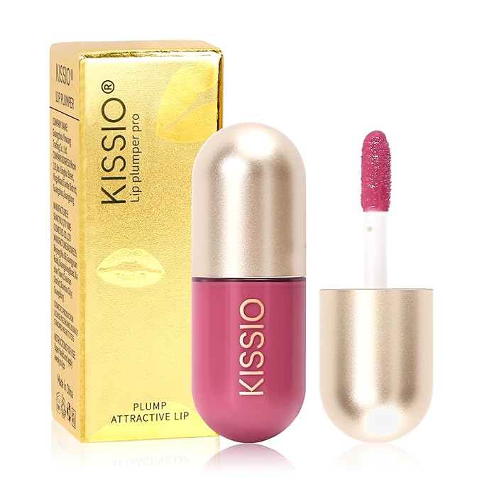 KISSIO Lip Plumper,Color Lip Plumper Gloss,Lip Enhancer,Plant Extracts Plumping Lip Serum,Moisturizing Lip Gloss for Fuller Lips and Hydrated Beauty Lips 5.5ml (04#Liqueur)-Velvo Beauty